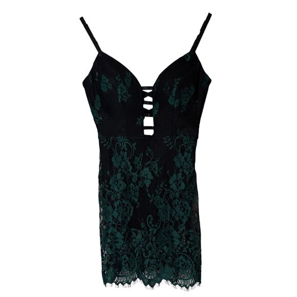 bebe Lace Dress Romper Emerald Black NEW "Cooper" size 00 - Picture 3 of 9